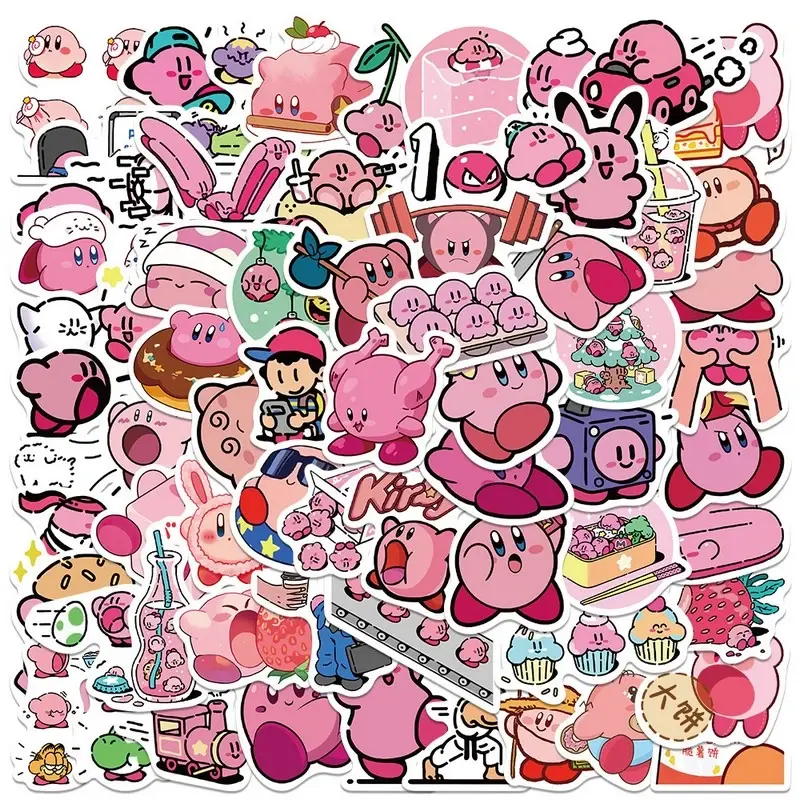 Download this playful Kirby sticker designed by ononswitch. Perfect for fans, digital planners, or creative projects. Optimized WebP format, crisp and lightweight. Kirby character sticker by ononswitch — pink puffball with cute expression on white background