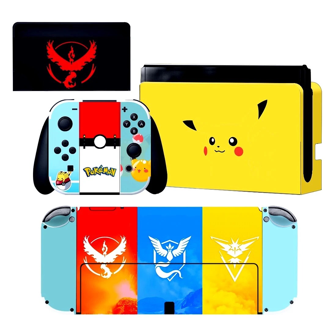 Pokemon NS OLED full cover skin fits the Nintendo Switch OLED console perfectly. Features bold, licensed Pokemon graphics and premium matte-finish vinyl. Made by ononswitch. Pokemon NS OLED Full Cover Skin for Nintendo Switch OLED