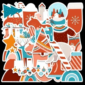Xmas Gifts Sticker Set Holiday Decorative Stickers Christmas Party Supplies