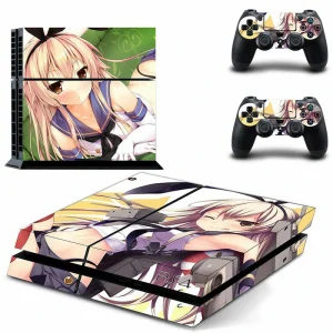Black PS4 console skin with geometric pattern and subtle blue accents by ononswitch