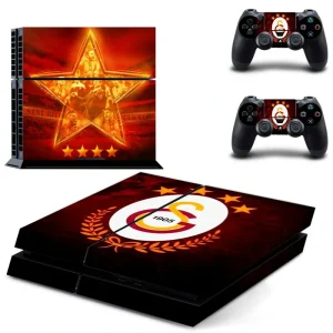 Black PS4 console with geometric red and white pattern skin by ononswitch