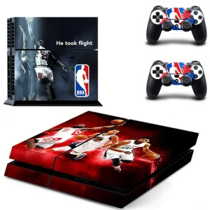 Custom matte black PS4 console skin with geometric pattern for PlayStation 4 slim