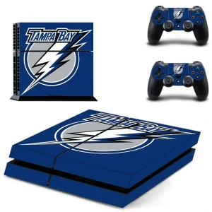 Custom matte black PS4 console skin with geometric pattern and subtle logo