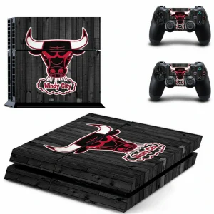 Custom matte black PS4 console skin with geometric pattern for PlayStation 4 slim