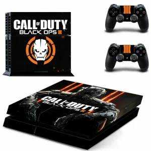 Black and gold geometric PS4 skin design for PlayStation 4 console cover
