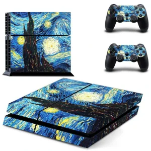 Black PS4 console skin with geometric pattern and subtle branding by ononswitch