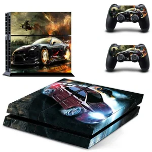 Matte black PS4 skin with subtle geometric pattern for PlayStation 4 console
