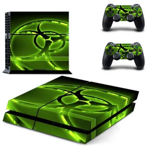 Custom PS4 skin with DPTM1217 pattern applied to black PlayStation 4 console