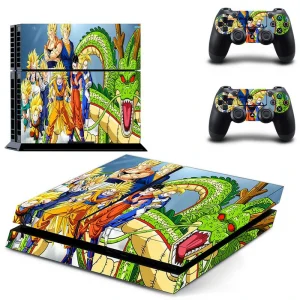Custom PS4 console skin with DPTM1219 pattern in matte black and gold accents