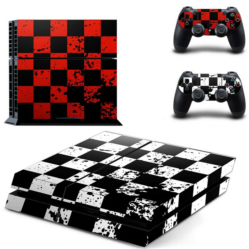 Custom PS4 skin DPTM1671 in black and gold geometric pattern. Easy to apply, precision-cut for full coverage. Made by ononswitch. Black and gold geometric PS4 console skin by ononswitch