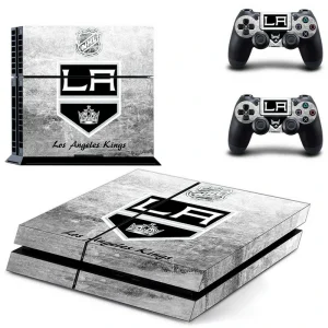 Black PS4 console with sleek geometric pattern skin labeled DPTM1680
