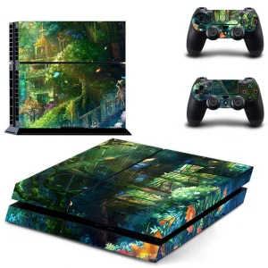 Black PS4 console with geometric white and teal patterned skin DPTM1814 by ononswitch