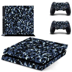 Black PS4 console skin with geometric pattern and subtle 'DPTM1815' branding