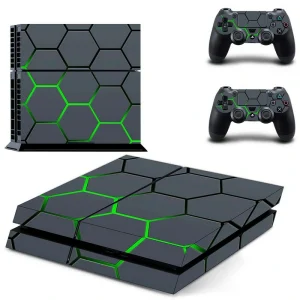 Black PS4 console skin with geometric pattern and subtle branding by ononswitch