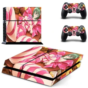Black and red PS4 console skin with geometric pattern for PlayStation 4 slim or original model