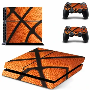 Custom matte black PS4 console skin with geometric pattern for PlayStation 4 Slim or original model