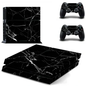 Black and red geometric PS4 skin with 'DPTM2596' design applied to console