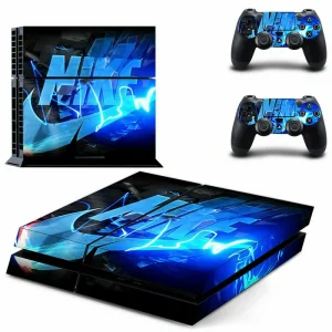 Black PS4 console with sleek geometric pattern skin labeled DPTM2609 by ononswitch