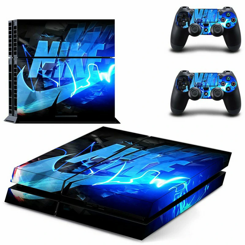DPTM2609 PS4 skin by ononswitch: matte black finish with modern geometric design, fits PS4 and PS4 Slim consoles. Removable, bubble-free application. Black PS4 console with sleek geometric pattern skin labeled DPTM2609 by ononswitch