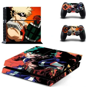 Black PS4 console with geometric red and white patterned skin DPTM2731 by ononswitch
