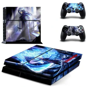 Black and gold geometric PS4 skin with 'DPTM2735' pattern applied to console