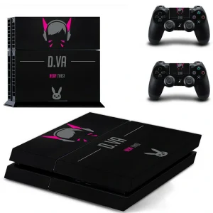 Custom matte black PS4 console skin with geometric pattern for PlayStation 4 slim