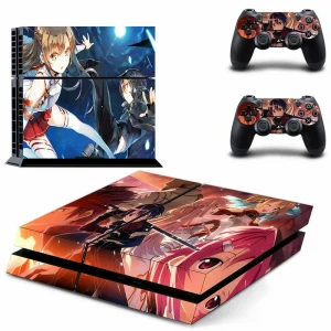 Black PS4 console with sleek geometric pattern skin DPTM3070 by ononswitch