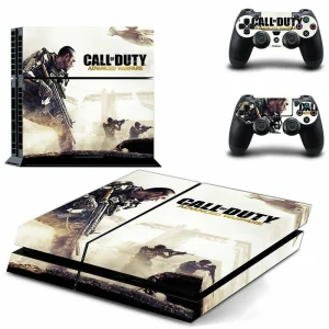 Black PS4 slim console with geometric blue and white patterned skin by ononswitch