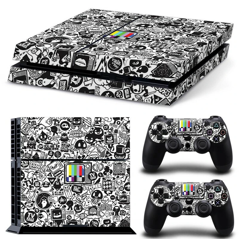 Custom PS4 skin GCTM0774 in bold black and red geometric pattern. Designed and sold by ononswitch for easy, no-residue application to your PlayStation 4. Black and red geometric PS4 skin design for PlayStation 4 console by ononswitch