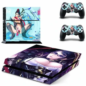 Matte black PS4 skin with subtle geometric pattern for PlayStation 4 console