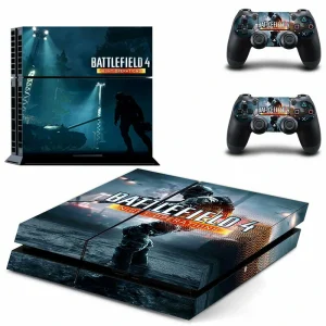 Matte black PS4 skin with subtle geometric pattern for PlayStation 4 console