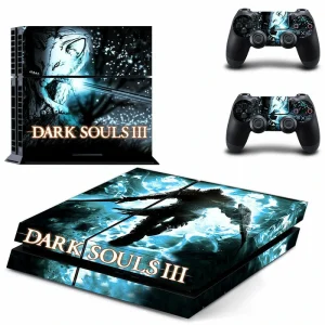 Matte black PS4 skin with subtle geometric pattern for PlayStation 4 console