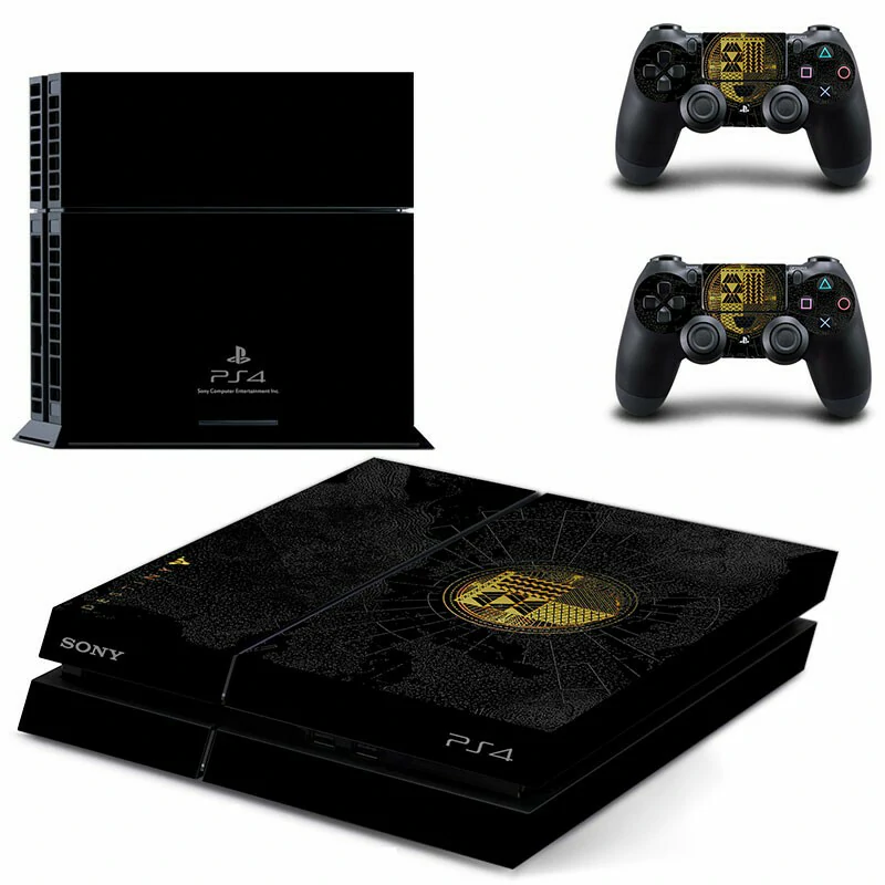 Ononswitch PS4 skin GYTM0203 features bold black-and-gold geometric design. Fits standard PS4 console perfectly. Durable vinyl, air-release backing, no bubbles. Black and gold geometric PS4 skin by ononswitch for PlayStation 4 console
