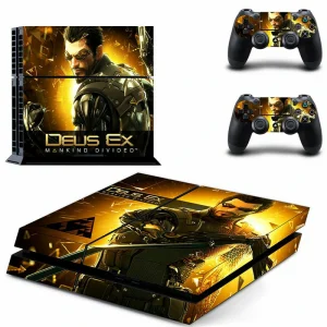 Matte black PS4 skin with subtle geometric pattern for PlayStation 4 console