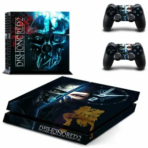 Matte black PS4 skin with subtle geometric pattern for PlayStation 4 console