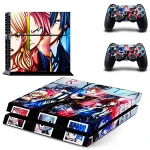 Matte black PS4 skin with subtle geometric pattern for PlayStation 4 console