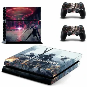 Black and teal geometric PS4 skin with glossy finish for PlayStation 4 console