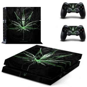 Custom matte black PS4 console skin with geometric pattern for PlayStation 4 slim