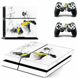 Black and gold geometric PS4 controller skin with subtle texture pattern