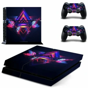 Black and teal geometric PS4 skin design for PlayStation 4 console by ononswitch