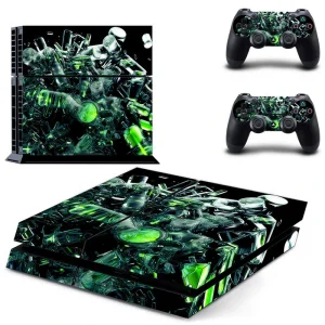 Black and teal geometric PS4 skin with subtle texture, applied to a PlayStation 4 console