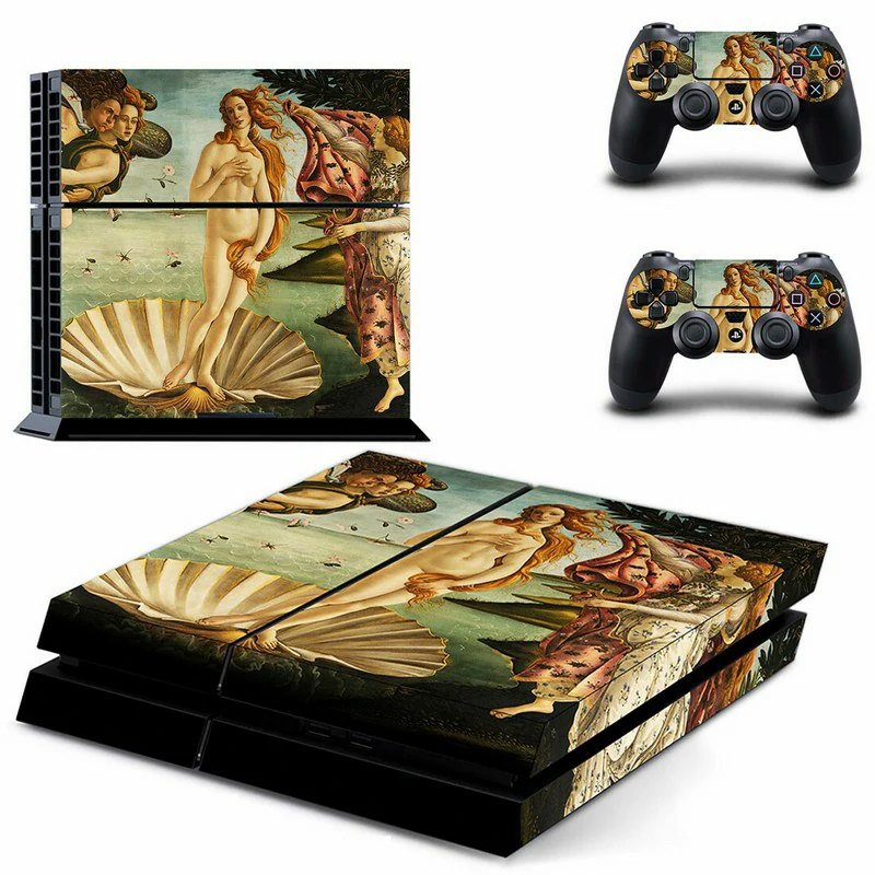 Premium GYTM1088 PS4 skin by ononswitch: matte black base with metallic gold pattern, fits standard PS4 console snugly and protects without bulk. Black and gold geometric PS4 skin design for PlayStation 4 console by ononswitch