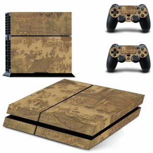 Matte black PS4 skin with subtle geometric pattern for PlayStation 4 console