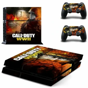 Custom matte black PS4 console skin with geometric pattern for PlayStation 4 slim