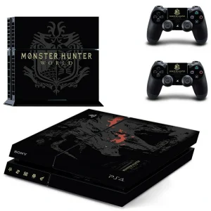 Matte black PS4 skin with subtle geometric pattern for PlayStation 4 console