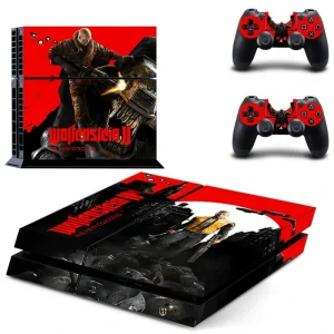 Matte black PS4 skin with geometric pattern for PlayStation 4 console