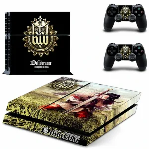 Matte black PS4 skin with geometric pattern for PlayStation 4 console