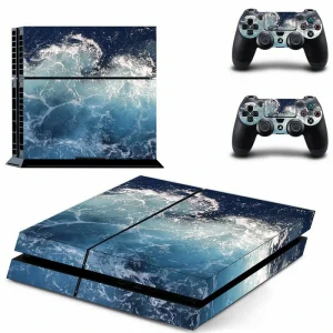 Matte black PS4 skin with subtle geometric pattern for PlayStation 4 console