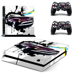 Matte black PS4 skin with subtle geometric pattern for PlayStation 4 console