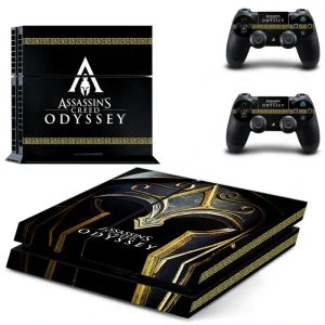 Matte black PS4 skin with geometric pattern for PlayStation 4 console